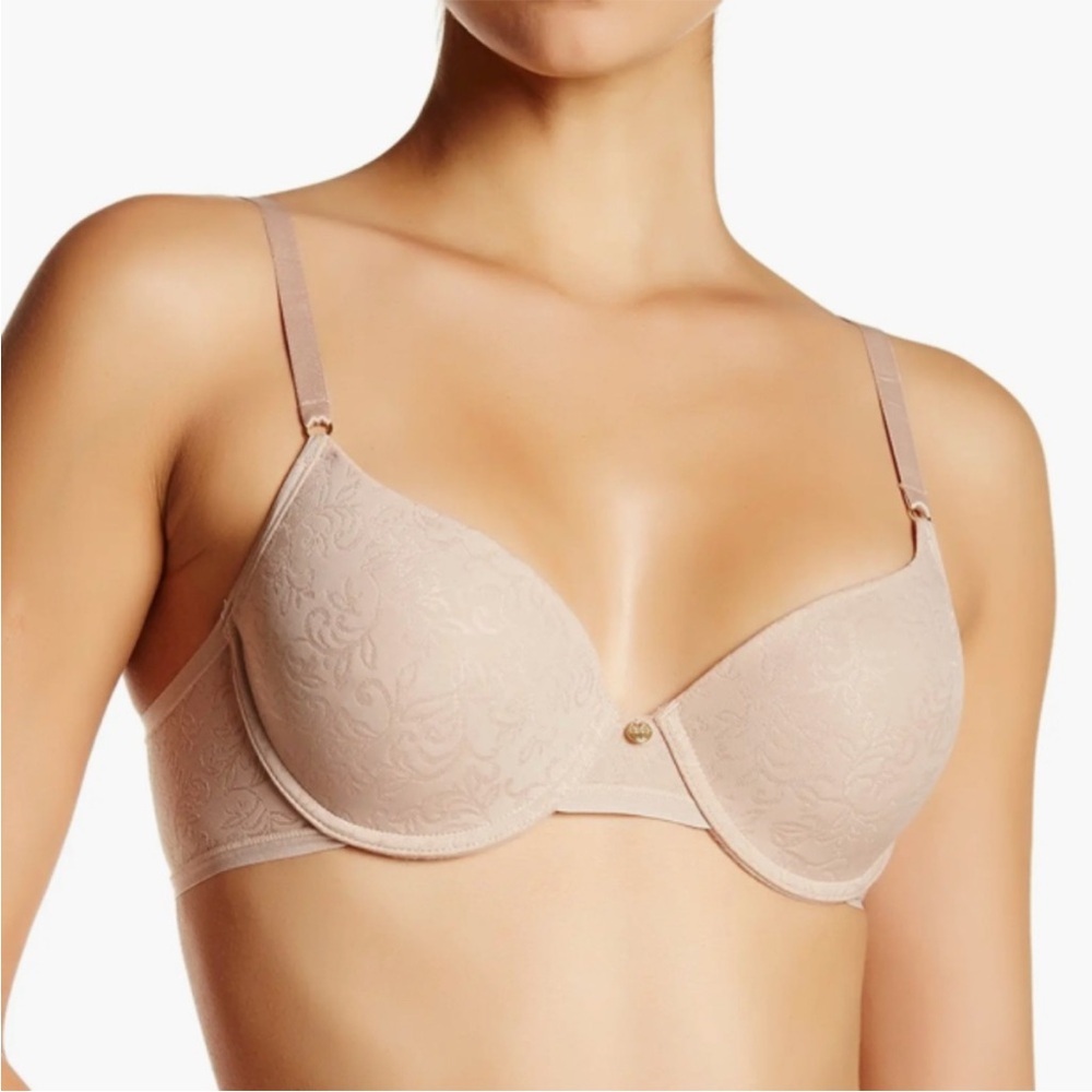 Natori Sheer Jacquard Full Fit Contour Bra Nude Blush Color Women's Size 32DD